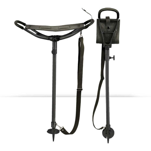 Bastón Asiento De Acero Y Piel - Negro